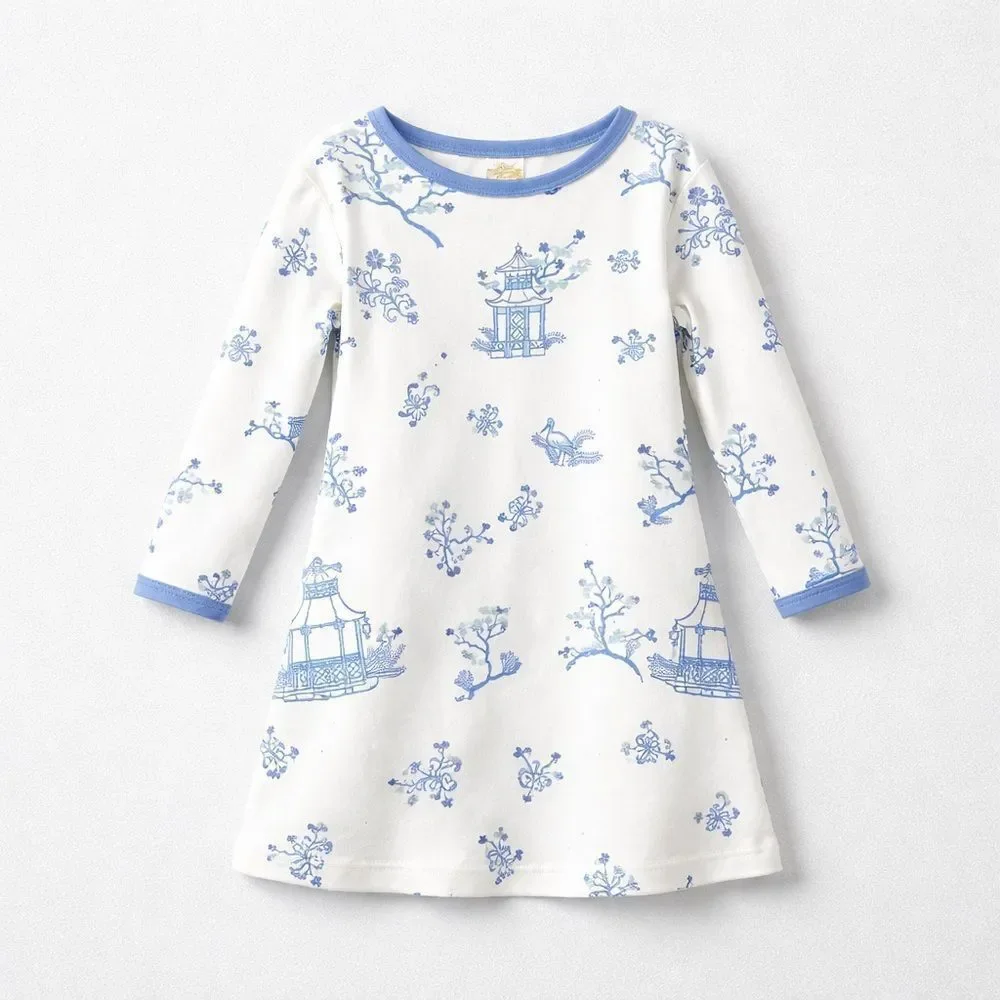 The Beaufort Bonnet Company Polly Play dress blue & white toile longsleeve dress